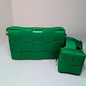 Bottega Veneta Parakeet Green Lambskin Padded Intrecciato Cassette Bag